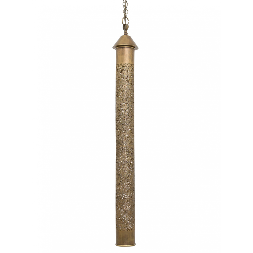Smooth Spun Brass Drop Pendant Light - View 3