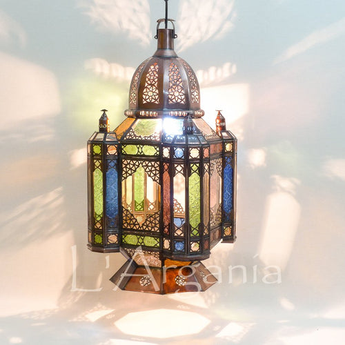 Andalusian Metal Moroccan Hanging Lantern - View 1