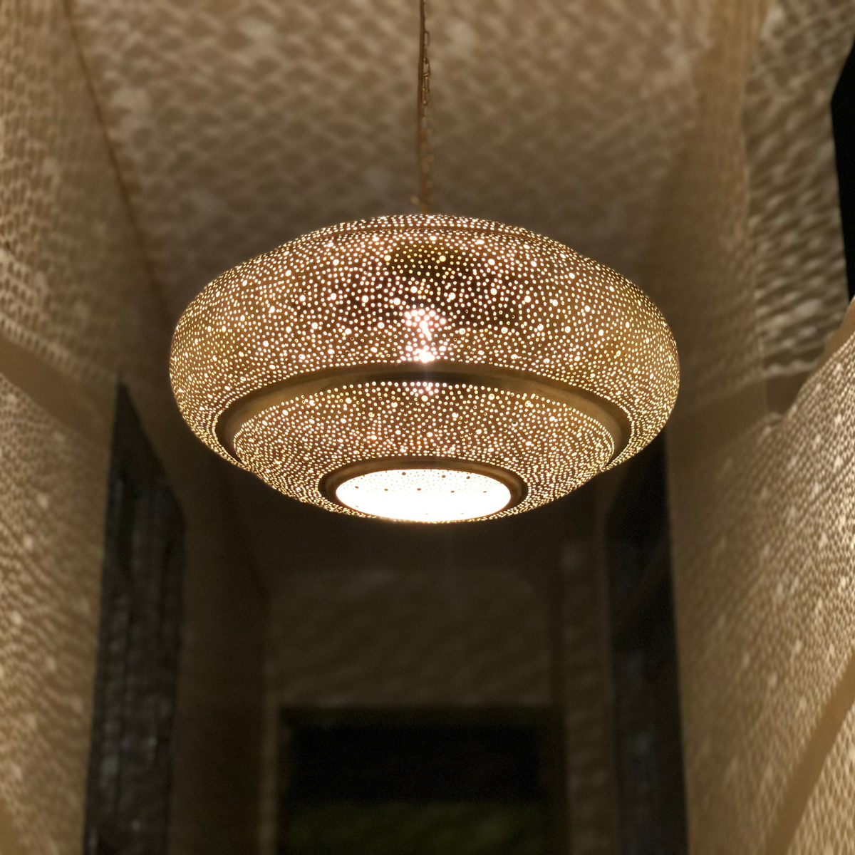 Star Cutout Moroccan Brass Ceiling Light - View 1