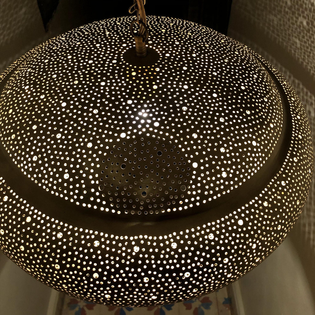 Star Cutout Moroccan Brass Ceiling Light - View 2