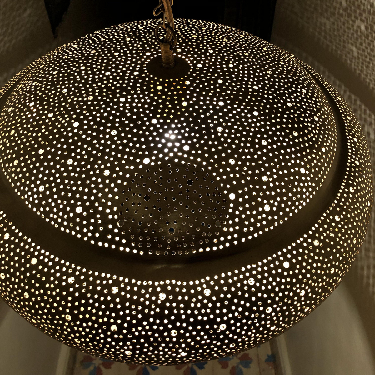 Star Cutout Moroccan Brass Ceiling Light - View 2