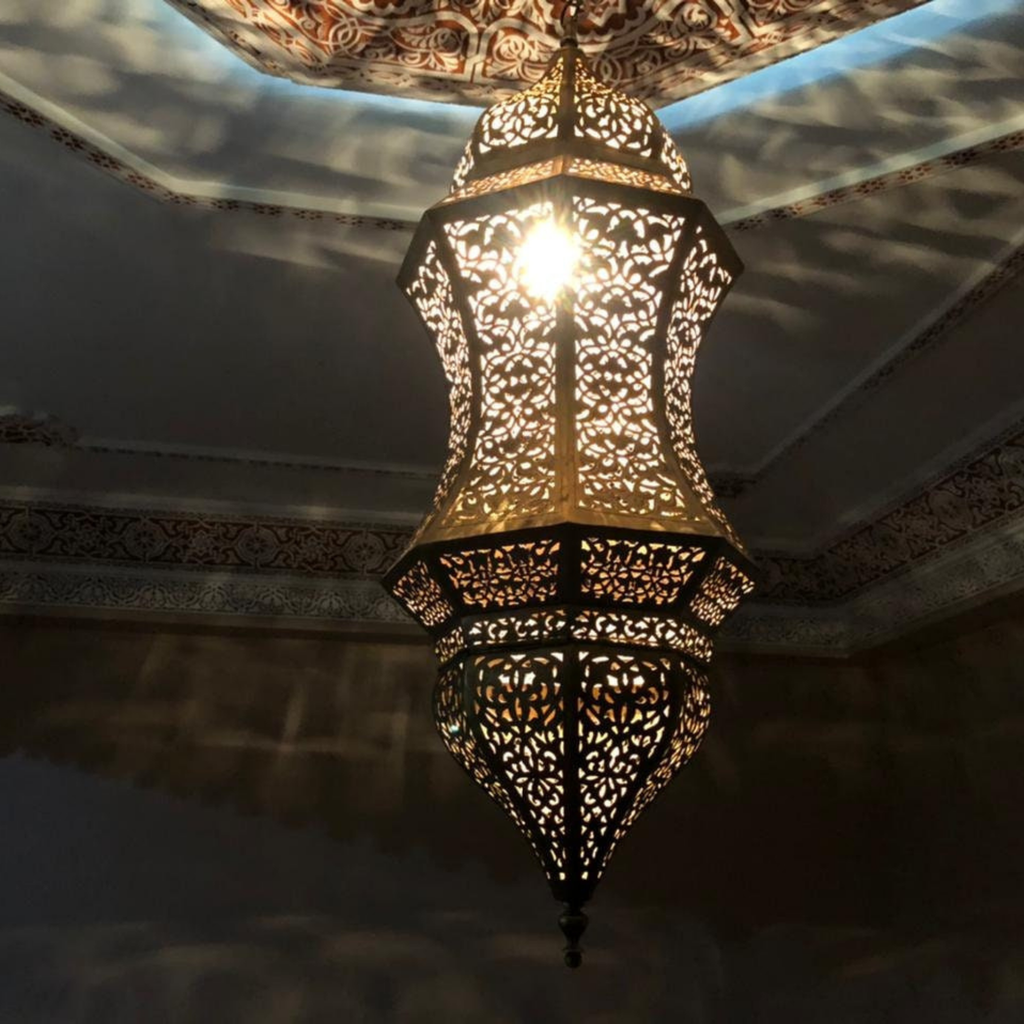 Fine Cutout Moroccan Brass Pendant Light - View 1