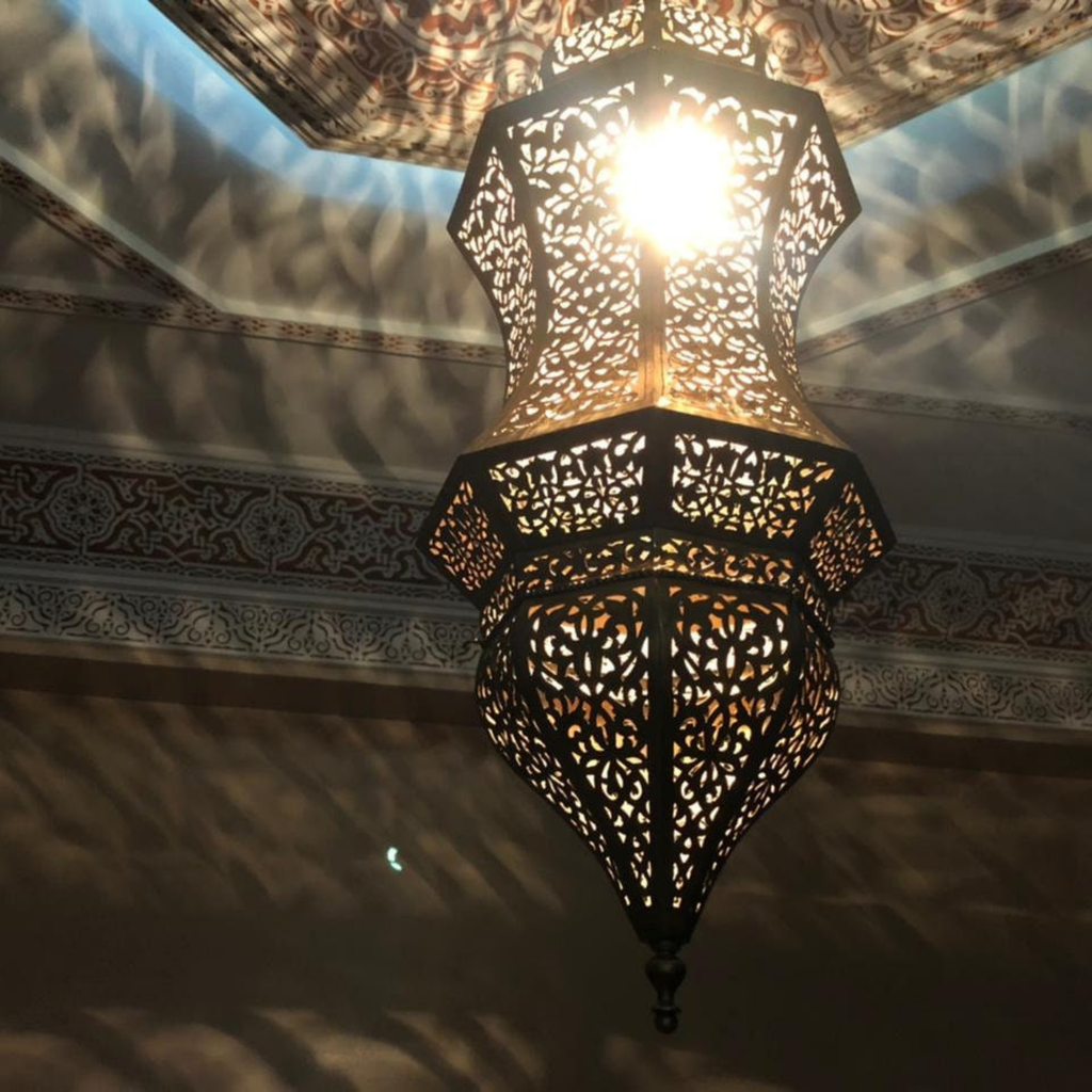 Fine Cutout Moroccan Brass Pendant Light - View 3