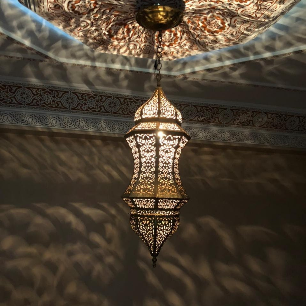 Fine Cutout Moroccan Brass Pendant Light - View 4