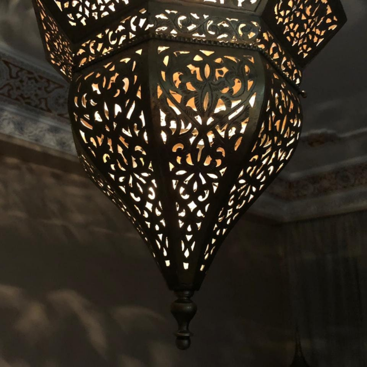 Fine Cutout Moroccan Brass Pendant Light - View 6