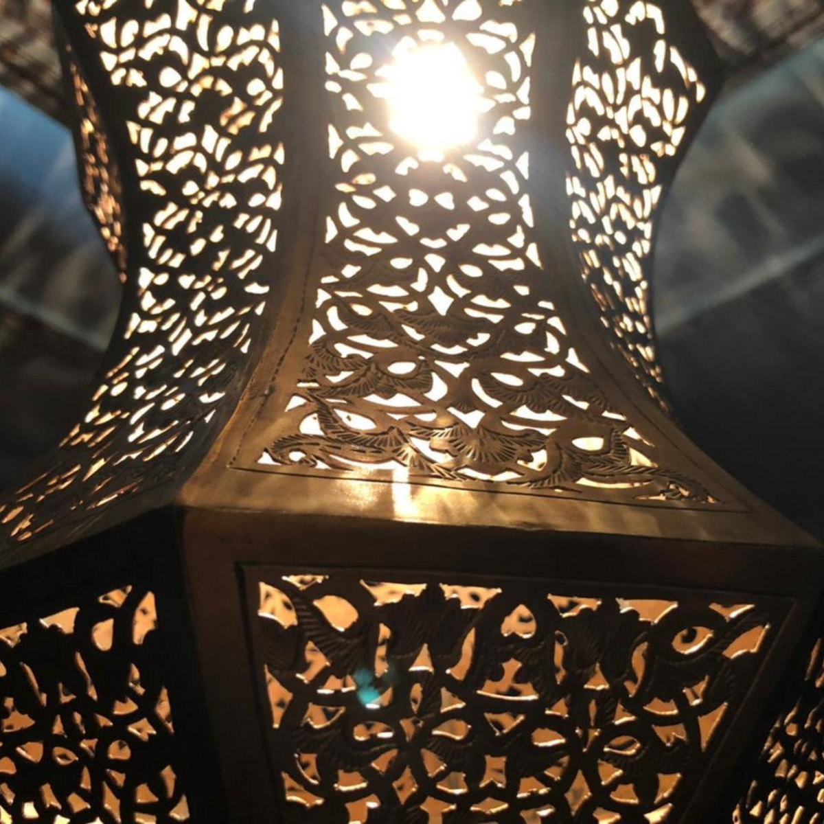 Fine Cutout Moroccan Brass Pendant Light - View 2