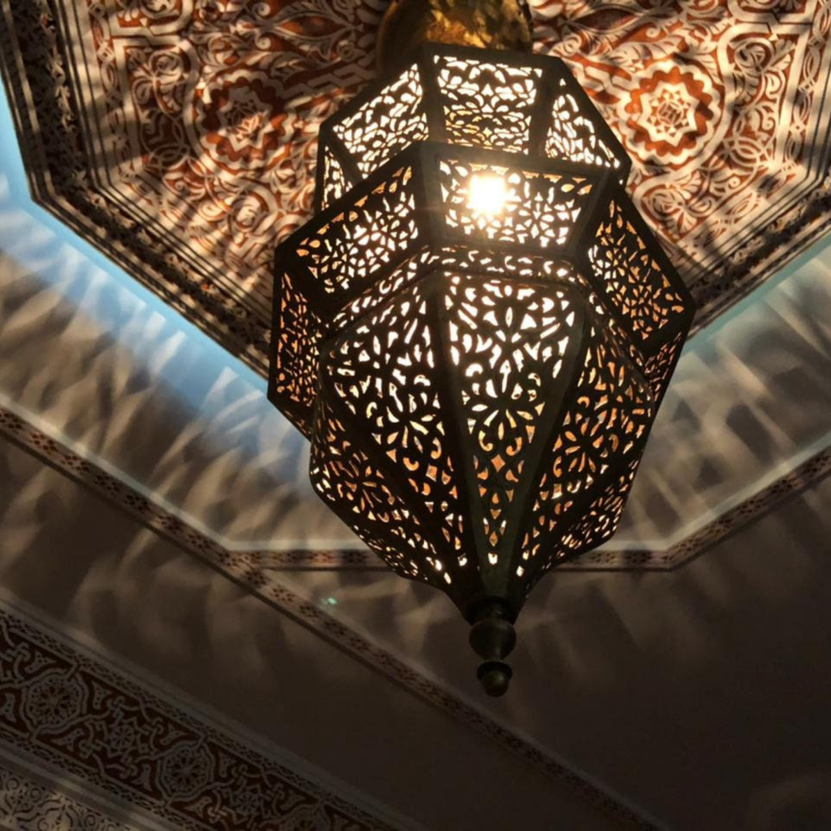 Fine Cutout Moroccan Brass Pendant Light - View 5