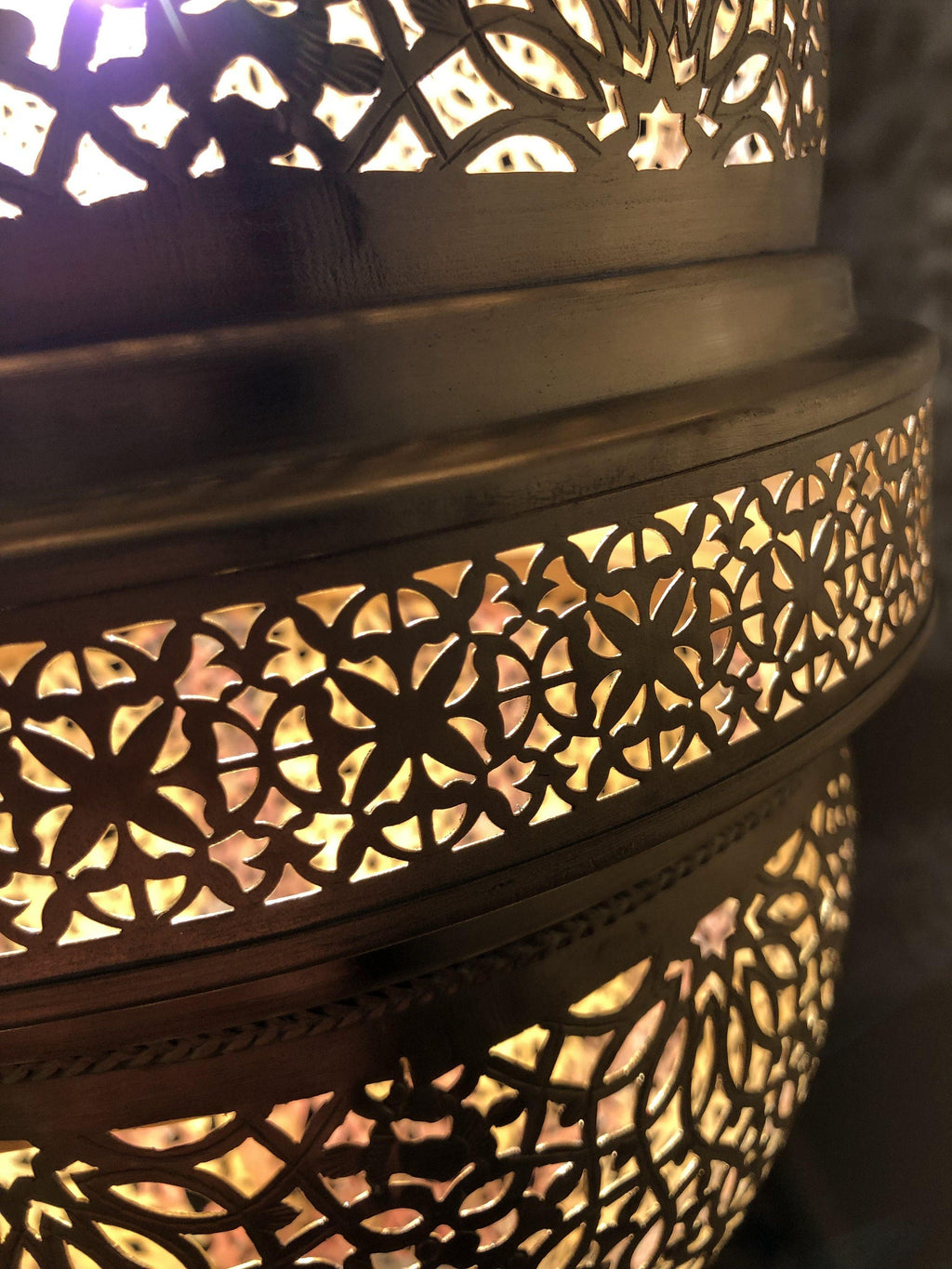 Large Moroccan Brass Sunburst Ceiling Chandelier - View 5