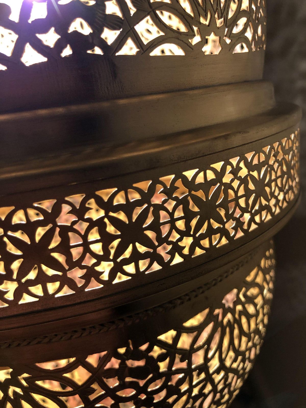 Large Moroccan Brass Sunburst Ceiling Chandelier - View 5
