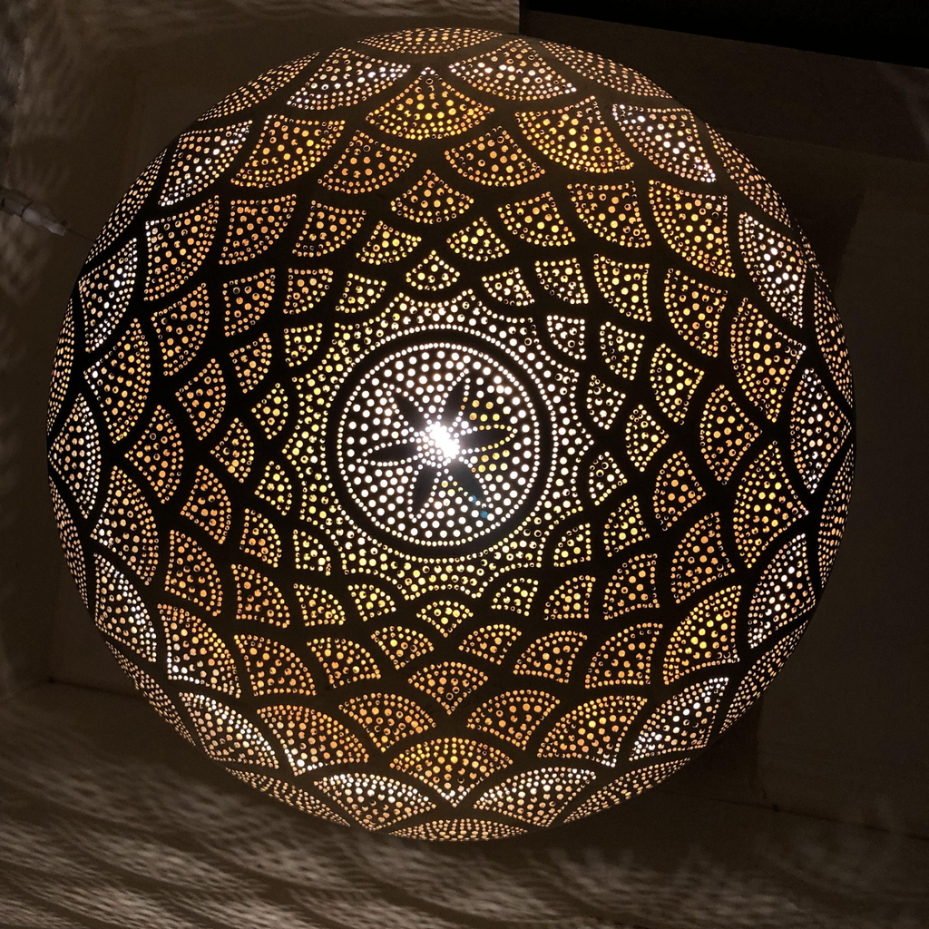 Drop Shape Moroccan Brass Ceiling Pendant - View 4