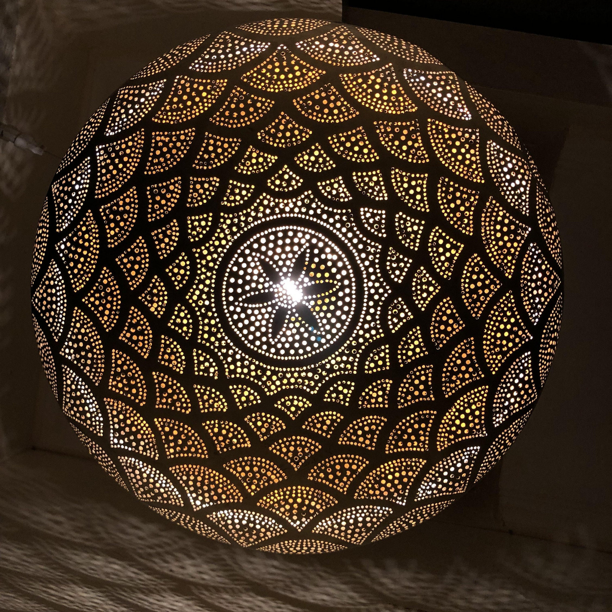Drop Shape Moroccan Brass Ceiling Pendant - View 4