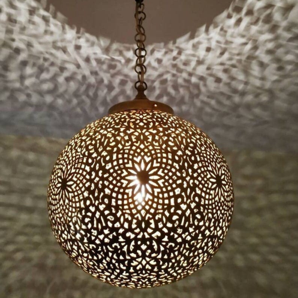 Warm Moroccan Brass Dome Ceiling Lamp - View 2