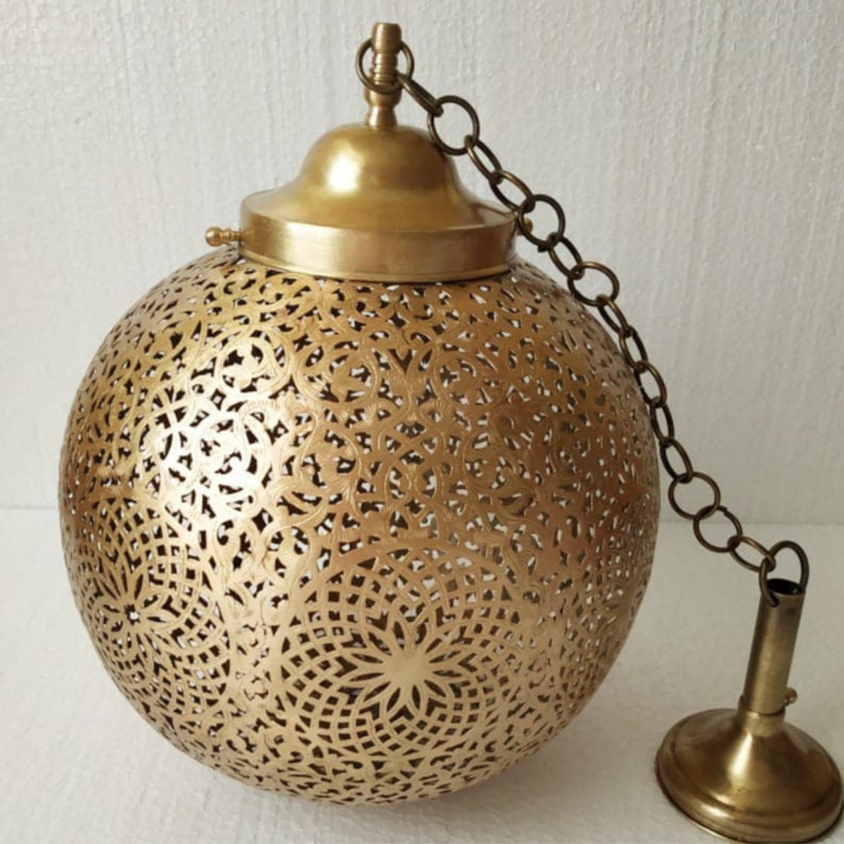 Warm Moroccan Brass Dome Ceiling Lamp - View 4