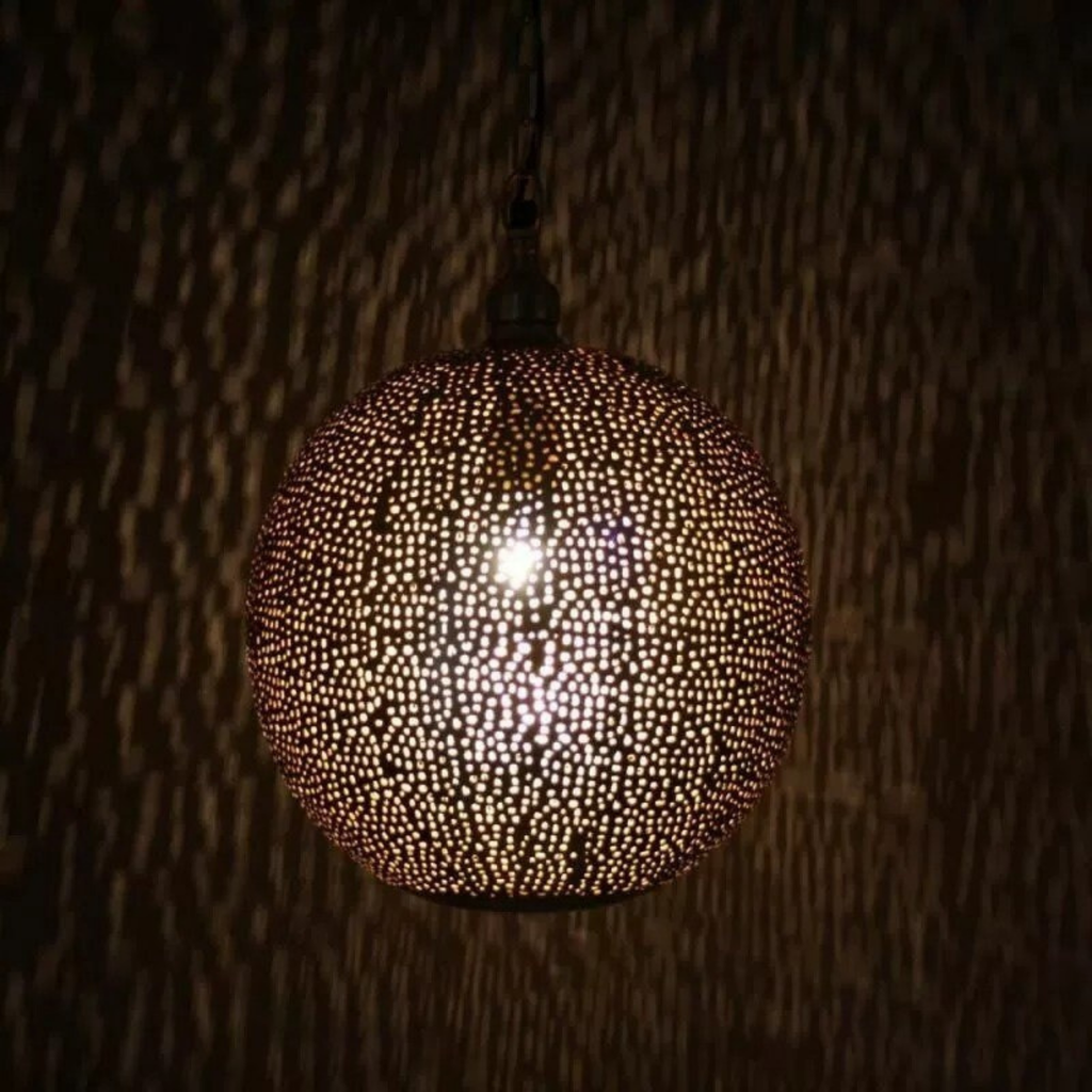 Flower Blossom Moroccan Brass Pendant Light - View 2