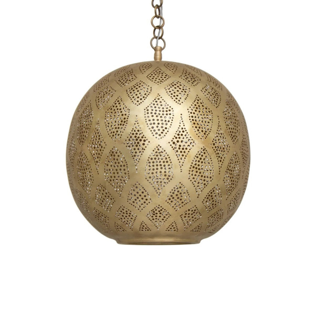 Diamond Pattern Moroccan Brass Ceiling Light - View 4