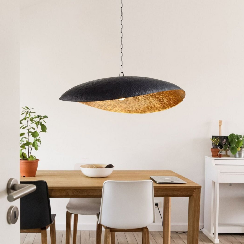 Twisted Brass Leaf Ceiling Light Black Hammered Brass - View 6