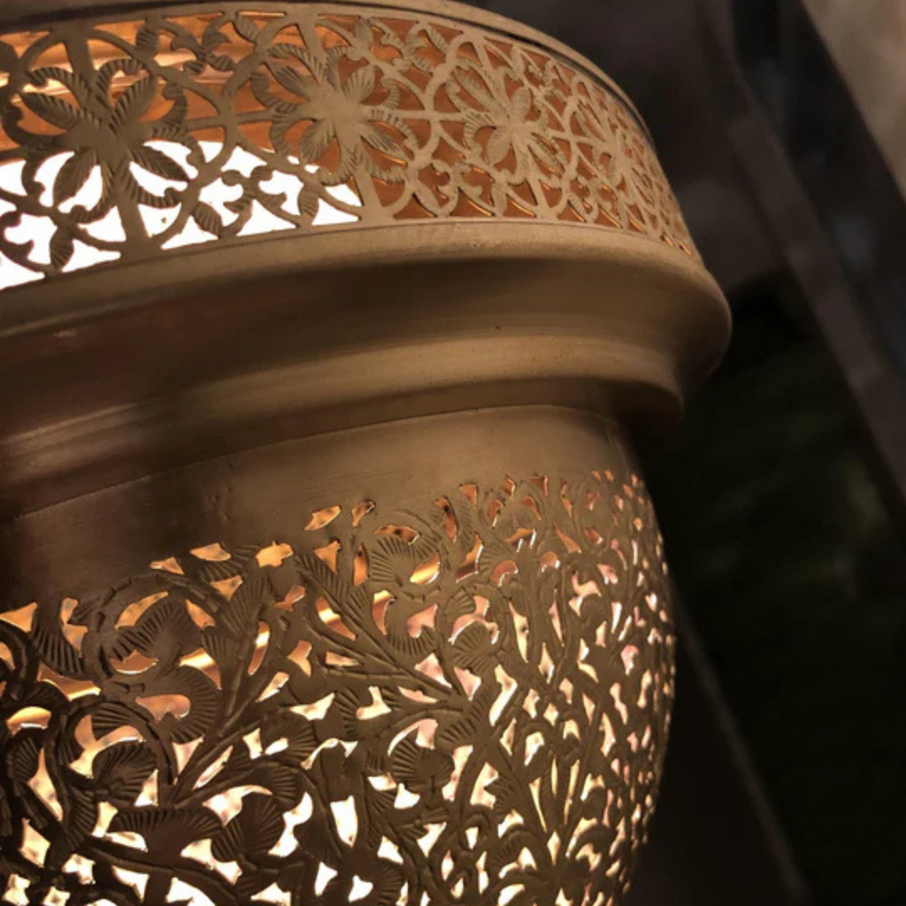Geometric Cutout Moroccan Brass Ceiling Lamp - View 3