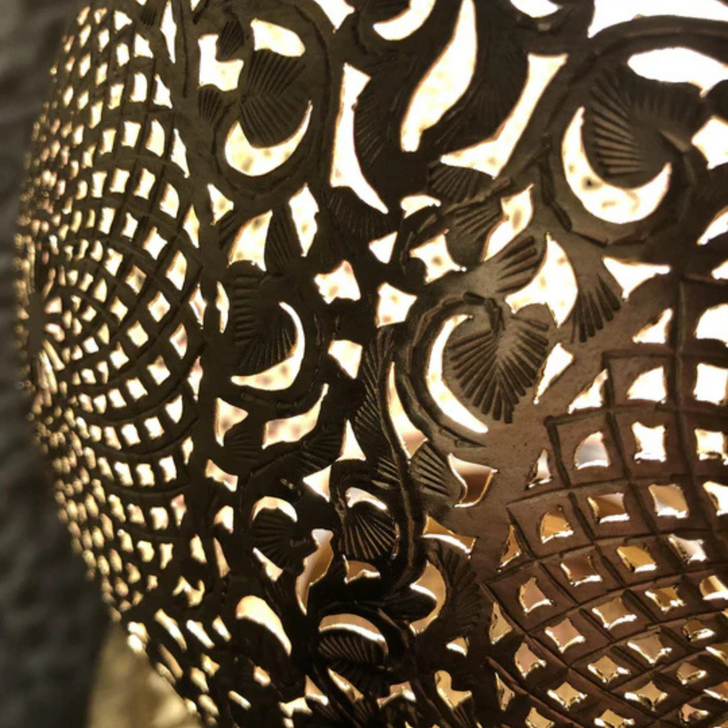 Geometric Cutout Moroccan Brass Ceiling Lamp - View 4