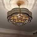 Rose Floral Moroccan Brass Pendant Light - View 1