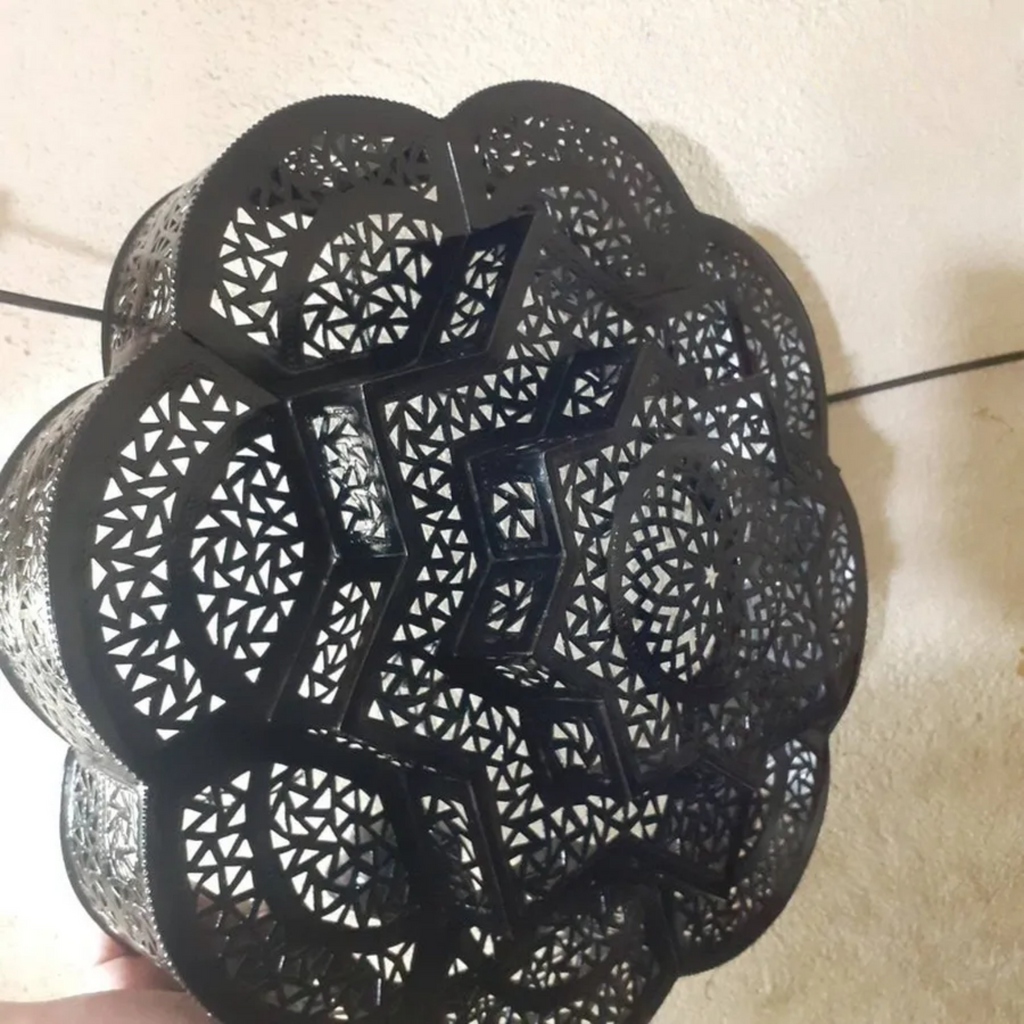 Rose Floral Moroccan Brass Pendant Light - View 6