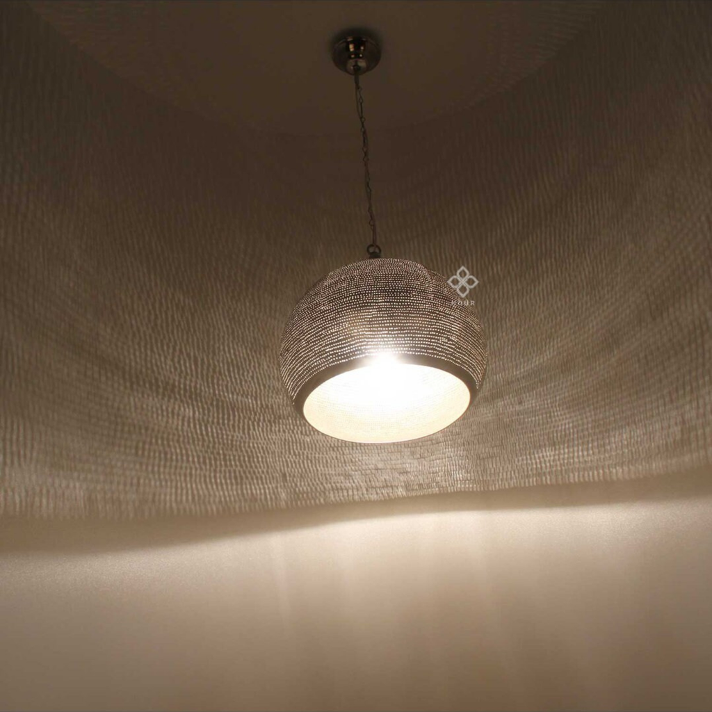 Jasmine Pattern Moroccan Brass Ceiling Lamp - View 4