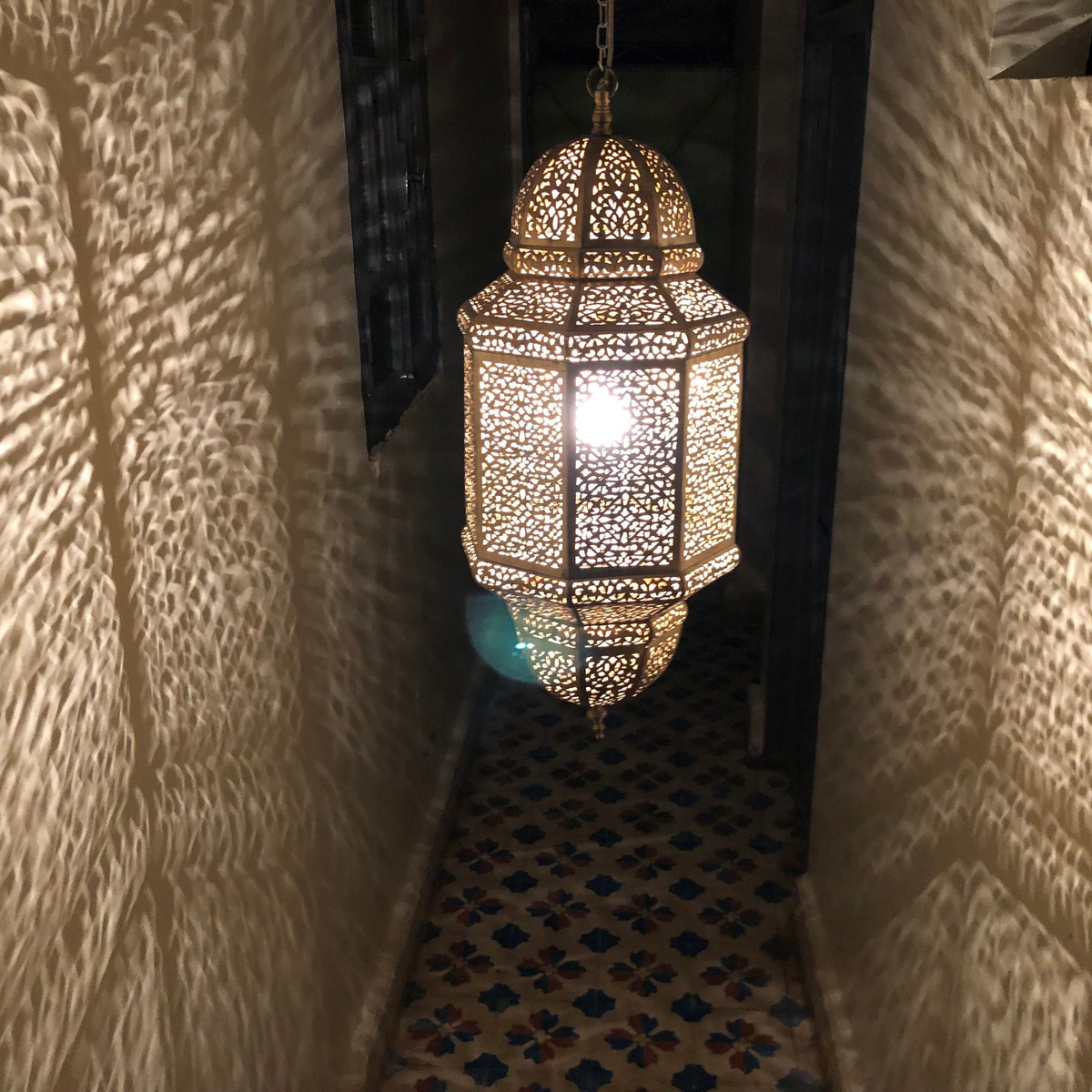 Double Tier Moroccan Brass Pendant Light - View 6