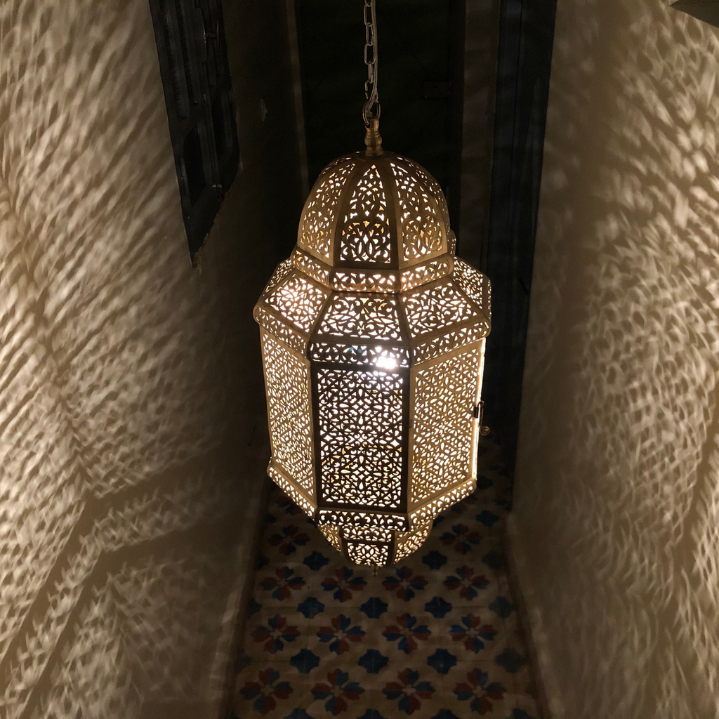 Double Tier Moroccan Brass Pendant Light - View 4