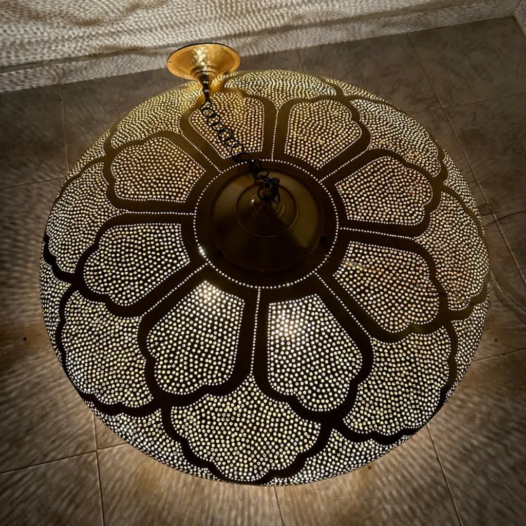 Statement Moroccan Brass Dining Chandelier - View 7