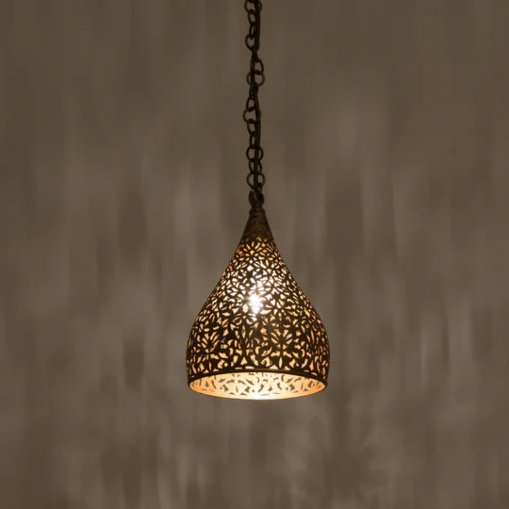 Elegant Moroccan Brass Fluted Pendant Light - View 1