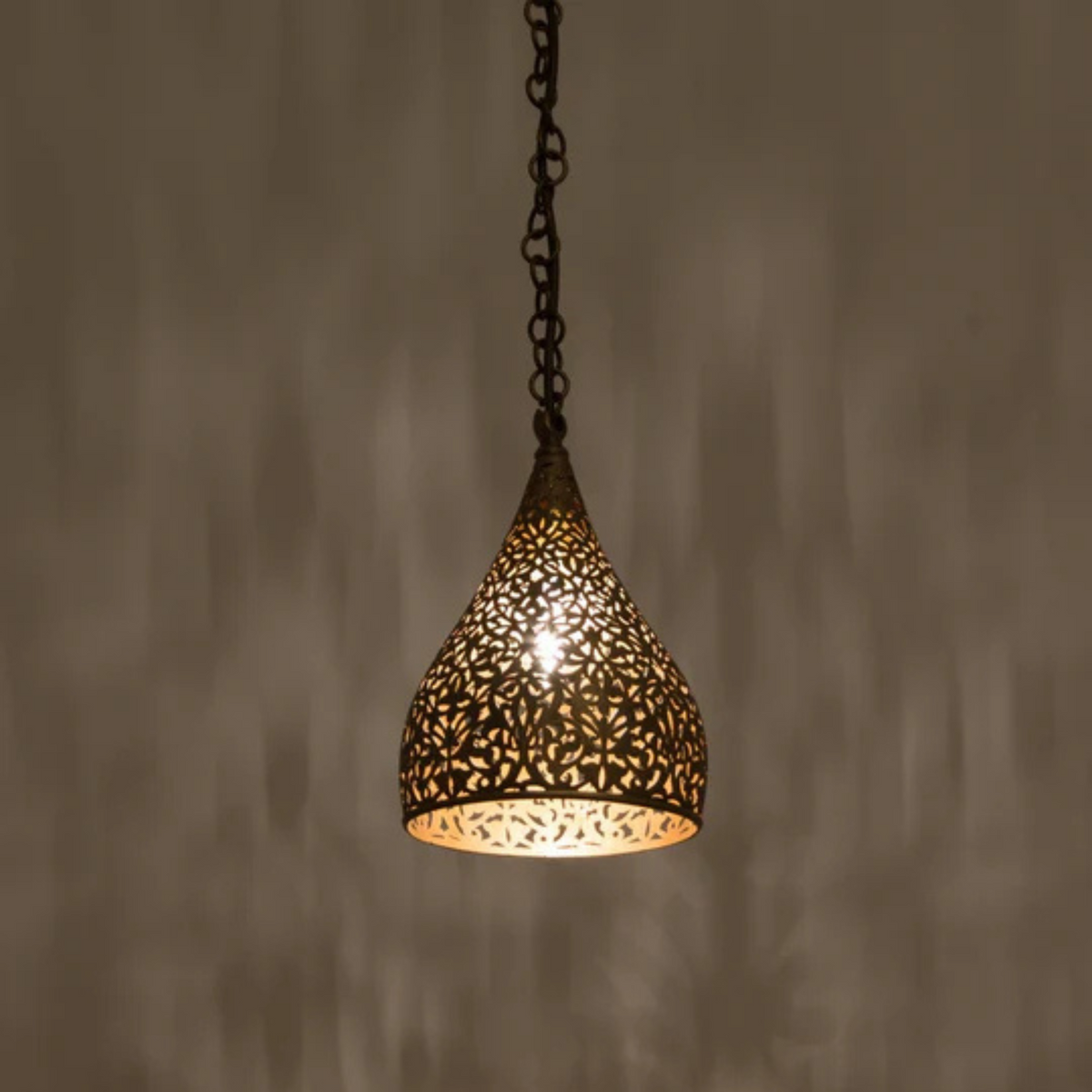 Elegant Moroccan Brass Fluted Pendant Light - View 1