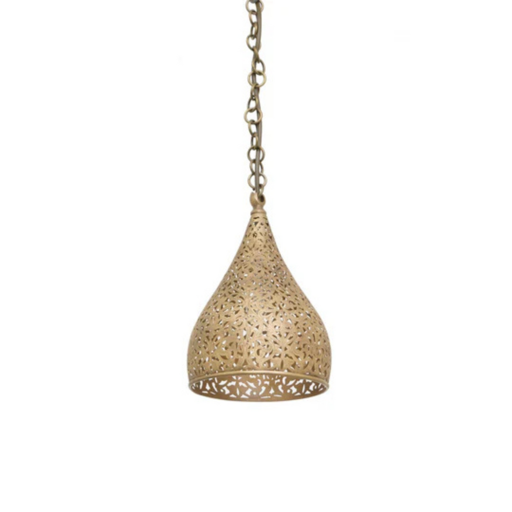 Elegant Moroccan Brass Fluted Pendant Light - View 4