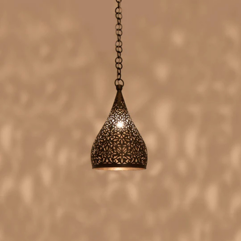 Elegant Moroccan Brass Fluted Pendant Light - View 2