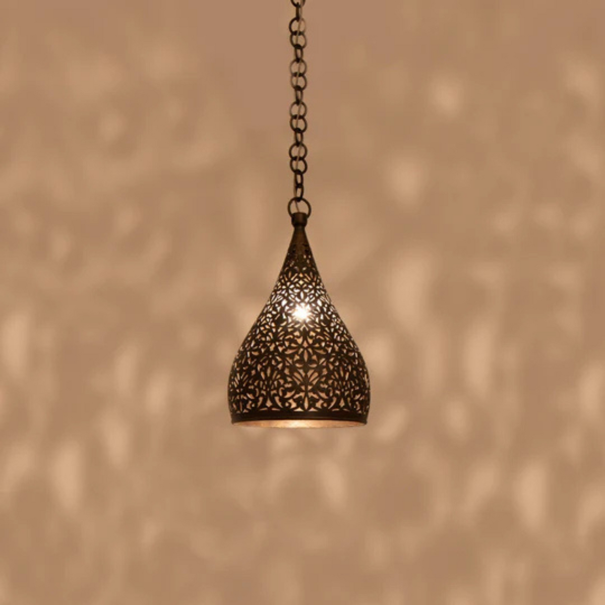 Elegant Moroccan Brass Fluted Pendant Light - View 2